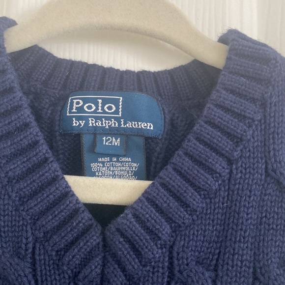 POLO RALPH LAUREN Baby Boys Navy Blue Cable Knit Sweater Vest Size 12 Months - Picture 3 of 3